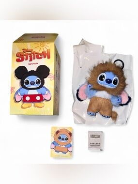 New Disney Stitch Adventure Plush Keychain – Simba Stitch (Authentic POP MART) 🦁